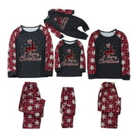 Božićni rod-dječji noćni odjećni set kombinezon, crni crveni dugi rukav tiskani uzorak i hlače, muškarci