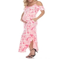 Bijela marka Ženska materinstvo Tie-boje hladne rame Maxi haljina