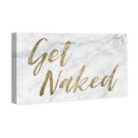 Wynwood Studio tipografija i Citati grafike na zidnom umjetničkom platnu 'Get Naked-kupatilo' smiješni