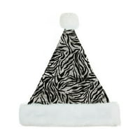 14 Diva safari crni i srebrni božićni santa šešir sa bijelim krznenim krznom - srednje veličine za odrasle