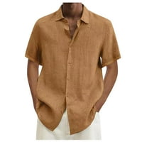 Muška pamučna posteljina Henley majica casual gumb niz kratkih rukava Tropske košulje ljetne plaže T majice