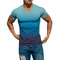 Košulje za vježbanje za muškarce Sportski Udobni mekani gradijent čvrste boje Tanki kratki rukav V izrez