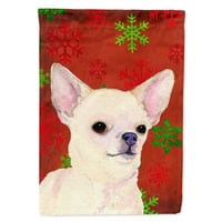 Caroline's blaga SS4679-Zastava-roditelj Chihuahua Crveni i zeleni snježni pahulji za božićnu zastavu,