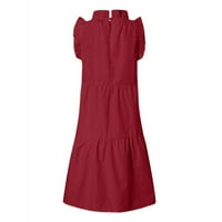 Ljetne haljine za ženske ženske ruffeles haljina haljina slobodne minice casual ljetna haljina crvena