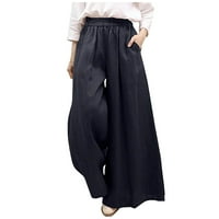 Meitianfacai jesenska odjeća za žene Ženska Moda Ljeto čvrsti Casual džepni elastični struk duge pantalone
