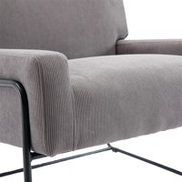 Velvet naglasak stolica, moderna industrijska nagnuta fotelja, premium lagana stolica za laganost visoke gustoće sa metalnim okvirom i tapeciranim mekim jastukom za dnevnu sobu spavaću sobu, sivu