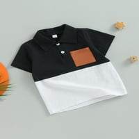 Qtinghua Toddlr Baby Boys T-shirt kratki rukav Shirt kontrast boja bluza Tops ljetna odjeća Crna 5 godina