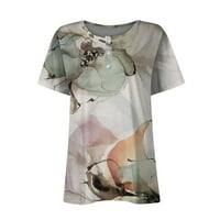HHEI_K modni okrugli vrat kratki rukav elegantni ispisani temperamentni majica labavi ležerni top