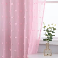 HAPERLARE čiste zavjese za prozor 52 W 63 L Seoska kuća Pom Pom Jacquard Bubble Light Filtriranje glavozarskih zavjesa za spavaću sobu dnevni boravak, ploče, ružičasta