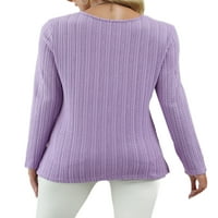 Glookwis ženska jednobojna majica labava bluza od tunike šik obična Tee Dugi rukav vrećasti vrhovi pulover