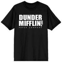 Office Dunder Mifflin logo Ženski crni kratki rukav Crew Crt TEE-XS