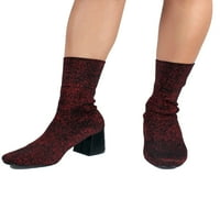 Prirodni povjetarac ženske rastezljive čarape za pletenje čizme s visokom petom u crvenoj boji