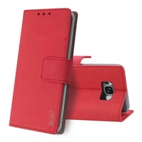Samsung s Edge S Plus Denim torbica za novčanik sa Gumastom unutrašnjom školjkom i funkcijom postolja u crvenoj boji za upotrebu sa Samsung Galaxy S Edge 3-paketom