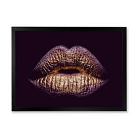 Designart 'seksi zlatne metalizirane ženske usne III' moderni uokvireni umjetnički Print