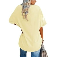 Ženski vrhovi bluza štampani kratki rukavi Casual ženske majice posada vrat ljetne tunike Beige XL