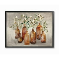 Stupell Industries Country Pamučni cvijet stabljike u naočalama smeđa tan slika uokvirena zidna umjetnička dizajna Julia Purinton, 11 14