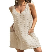 Noilla ženski ljetni sarafan Švicarski Dots Tank haljina V izrez kratke Mini haljine dame seksi pokrivač