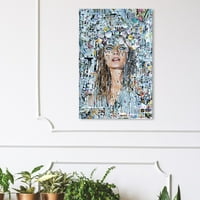 Modna avenija piste i Glam zidna Umjetnost platnena grafika 'Katy Hirschfeld - Betterdays' portreti - siva, plava
