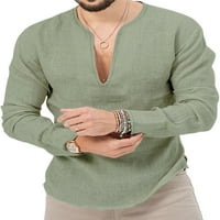 Muška majica V vrhovi za vrat jednobojne majice modna bluza dnevna odjeća Osnovni Tee svijetlozeleni M