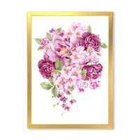 Designart 'Bouquet Of Pink Retro Flowers' Tradicionalni Uokvireni Umjetnički Print