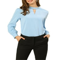Unique Bargains ženska kragna sa dugim rukavima bluza za radnu kancelariju