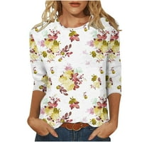 lulshou ženski ljetni topovi, Ženska Moda štampana labava majica rukavi cvjetni okrugli vrat Casual bluza