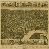 24 X36 Galerija, perspektivna karta MONTGOMERY, ALABAMA 1887