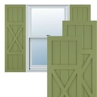 Ekena Millwork 18 W 30 H True Fit PVC centar x-board seoska kuća fiksni kapci, mahovina zelena