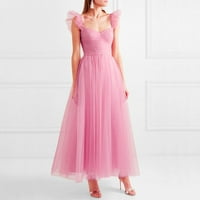 Guzom Diplomska Haljina-Moda Jesen Solidan Kauzalni V-Izrez Večernja Haljina Za Zabavu Bez Rukava Pink