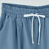 Posteljine kratke hlače za žene, Bermuda šorc za žene plus veličine pamučne posteljine bermuda šorc širokog