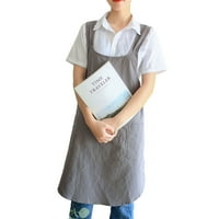 Jednobojna pamučna lanena pregača u japanskom stilu s džepom-praktični proizvod za domaćinstvo