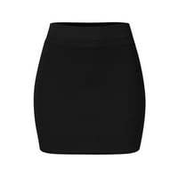 DrpGunly suknje trendy ljetna modna čvrsta suknja Elastična struka tanka kratka suknja mini suknja crna