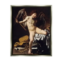 Stupell Industries Cupid kao Victor Caravaggio Classic Painting Nude Portret Slikarstvo Luster Sive plutajući