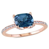 Tangelo 2- Carat t.g.w. London-Blue Topaz i dijamantni akcent 10K ružičarski zlatni zaručni prsten