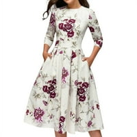 Asdoklhq ženske haljine za čišćenje plus veličine, žene elegentna a-line vintage tiskanje vestidos haljina