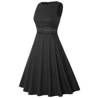 Žene Ljeto Ležerne prilike s kratkim rukavima Okrugli izrez Solid srednje haljine Labava haljina crne s