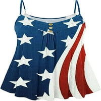 Dabuliu 4. jula Torbe za tenkove Žene Loase Fit American Flag Trendy Crewneck majica bez rukava Patriot