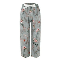 dmqupv Trenerka za žene ženske pidžama pantalone udobne štampane pantalone sa širokim nogama luk elastične