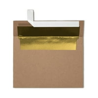 Koverte pozivnica obložene folijom LUXPaper, Peel & Press, 1 4, torba za namirnice Brown w Gold Lining,