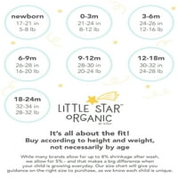 Mala zvijezda Organic Baby Unise 4pk BodySuits dugih rukava, Veličina Novorođen-24m