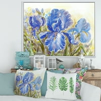 Projektovanje Plavi šarenici procvjetaju cvijeće tradicionalni uokvireni platneni zidni umjetnički otisak