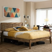 Baxton Studio Lofey Solid Walnut Window-Pane Style Bed
