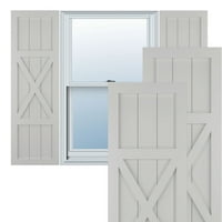 Ekena Millwork 18 W 42 H True Fit PVC centar X-Board Seoska kuća fiksne kapke, tuče sive
