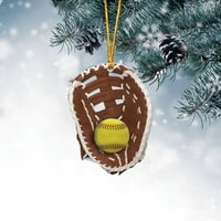 Personalizirana softball rukavica Ornament Softball Custom Name Ornament Softball rukavica Plosni ukras