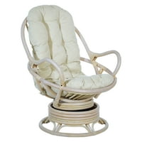 Kućna namještaja Lanai Rattan okretna stolica za okretni stolica u lanenoj tkanini s bijelim okvirom za