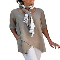 Cilcicy Casual Labavi stil ljetni okrugli vrat nepravilne majice za žene