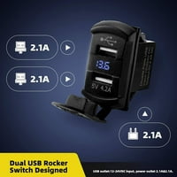 Symkmb Dual USB Rocker Switch Led digitalni voltmetar za elektronske uređaje za brzo punjenje, univerzalni