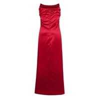Jedno rame haljine za žene posada vrat Puff rukav Boho Midi haljina Ruffle Flowy open Back haljine haljine za žene Elegant Red S