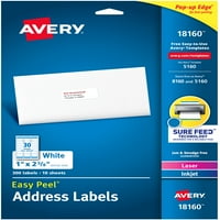 Kvalitetne koverte sa kopčama jarkih boja Park i oznaka Avery bijele adrese, 1 2-5 8