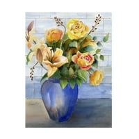 Tanis Bula' žute ruže u plavoj vazi ' platno Art